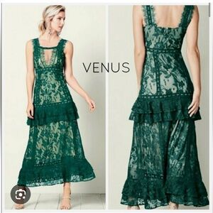 VENUS Green Lace Dress